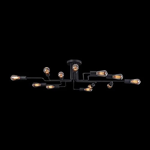 Plafonnier moderne, avec designe nordique, style loft, Armature en Métal couleur noir, ampoules non incluses E27 12 ampoules 60W, 220-240V
