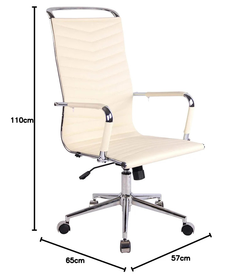 CLP Chaise De Bureau Batley avec roulettes en Similicuir Ou Cuir I Fauteuil Bureau Réglable avec Accoudoirs I Fauteuil De Direction Ergonomique, Couleur:crème, matière:Similicuir