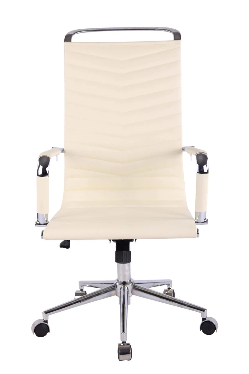 CLP Chaise De Bureau Batley avec roulettes en Similicuir Ou Cuir I Fauteuil Bureau Réglable avec Accoudoirs I Fauteuil De Direction Ergonomique, Couleur:crème, matière:Similicuir