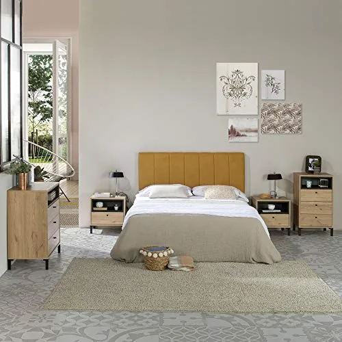 marcKonfort Tête de lit tapissée Creta 160x60cm Couleur Moutarde, Rembourrée de Mousse, brodé Effet capitonné, 8 cm d'épaisseur, Système de Fixation Inclus.
