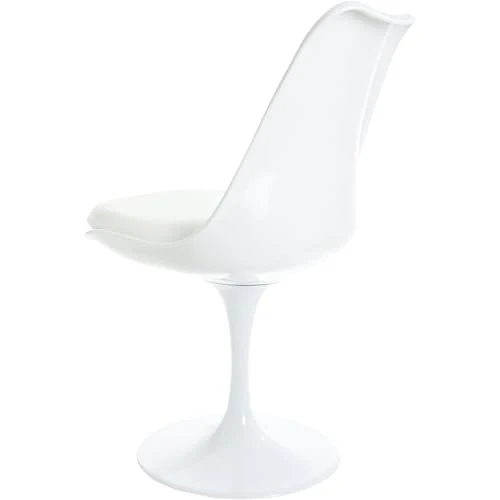 Fusion Living Chaise latérale pivotante Blanc Brillant et Blanc PU