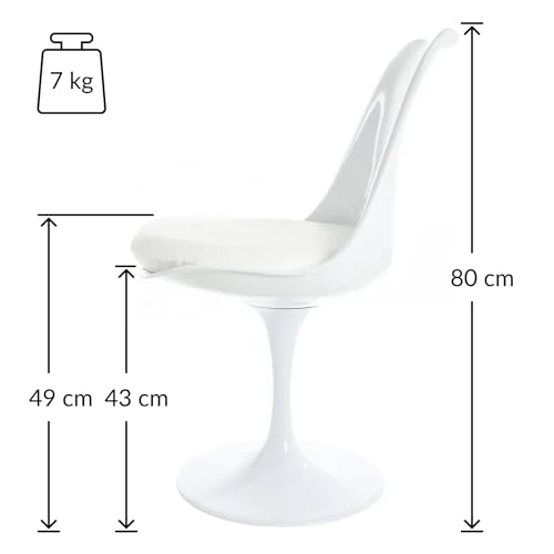 Fusion Living Chaise latérale pivotante Blanc Brillant et Blanc PU