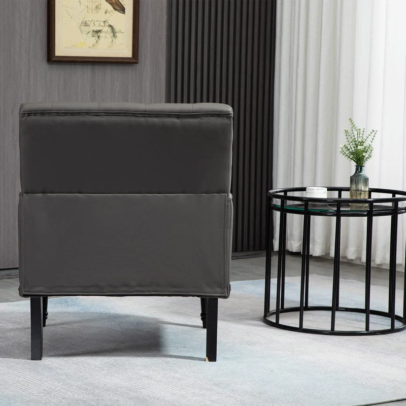 SEPNINE Fauteuil Classique en Cuir synthétique - pour Salon et Chambre - Charge maximale : 150 kg (Gris)