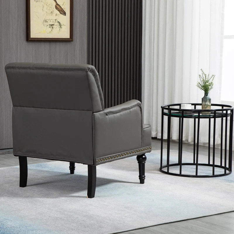 SEPNINE Fauteuil Classique en Cuir synthétique - pour Salon et Chambre - Charge maximale : 150 kg (Gris)