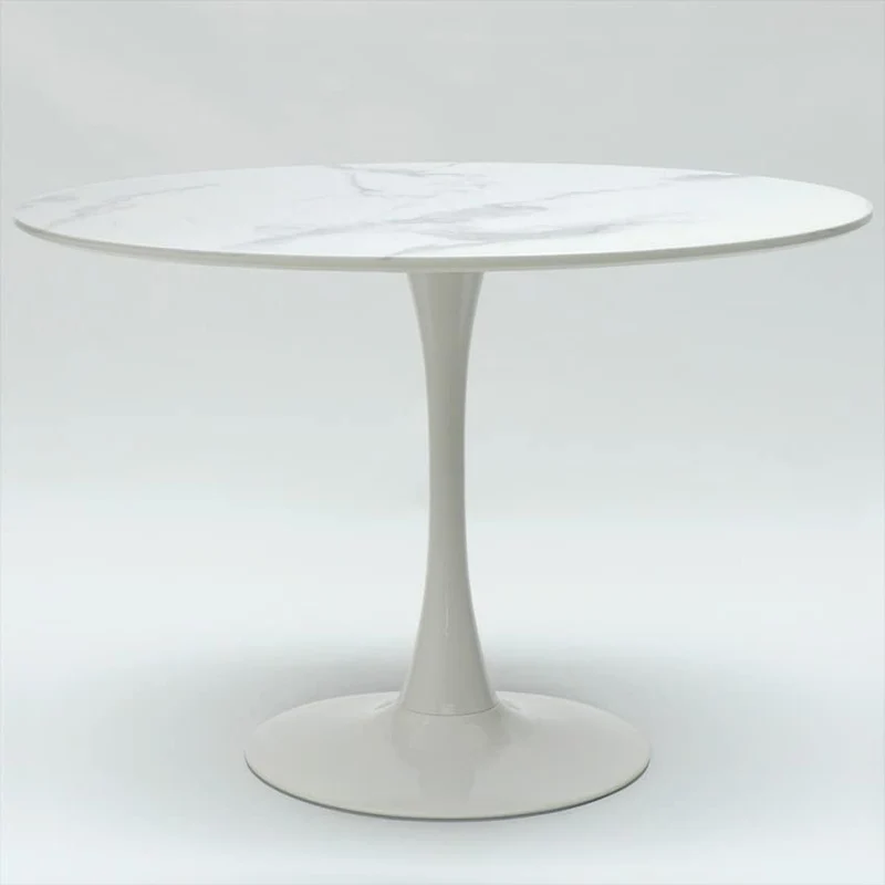 Produce Shop Table ronde 120 cm effet marbre restaurant salle à manger Tulip Murmar 120 - Blanc
