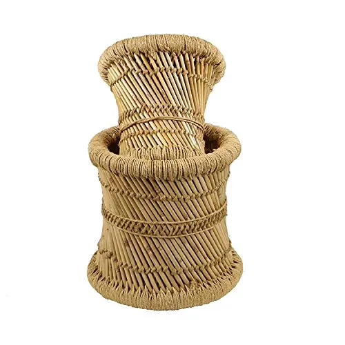 ATMOSPHERA CREATEUR D'INTERIEUR Lot de 2 Tables Basses gigognes en Corde et Bambou - Style Nomade - Coloris Bois