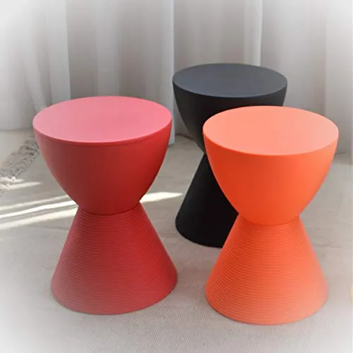ZXCASDF De Rangement en Plastique Repose-Pieds Tabouret Dressing Chaise Rembourrée Vanity Ronde Ottoman Pieds en Plastique Filetés pour La Maison Salon Chambre,Noir