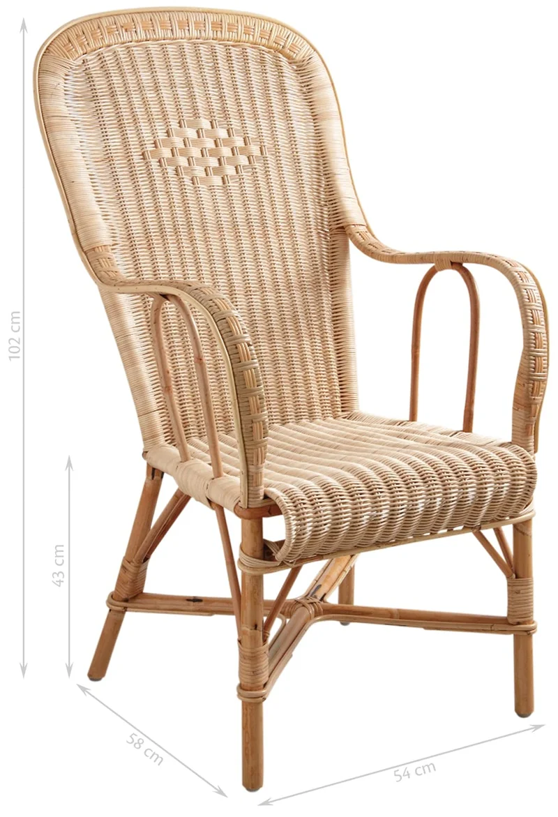AUBRY GASPARD Fauteuil rotin Dossier Haut Naturel