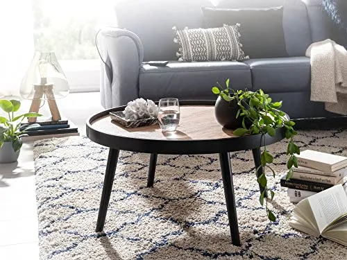 KADIMA DESIGN Table basse autour de 76x76x40 cm Softs brun noir moderne