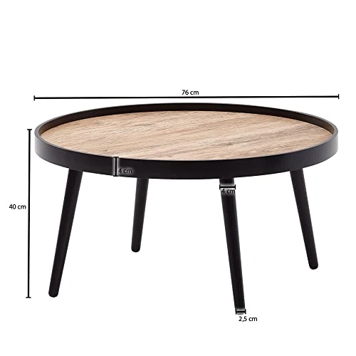 KADIMA DESIGN Table basse autour de 76x76x40 cm Softs brun noir moderne