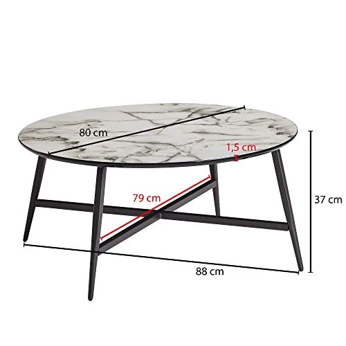 KADIMA DESIGN Table basse Table basse ronde 88x37x88cm marbre blanc table basse look