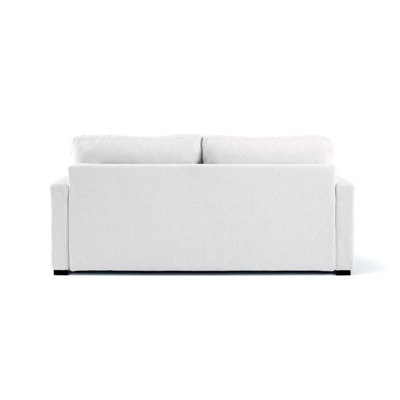 Moment Home Canapé 3 Places Convertible, Grand Confort, Déhoussable, Made in France, Bouclette Blanc écru, Couchage 140 Express Quotidien, Adam
