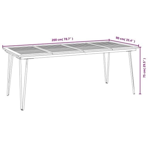 ZEYUAN Table Haute Exterieur,Table De Jardin Exterieur,Hesperide Table,Table de Jardin avec Pieds épingle à Cheveux 200x90x75 Acacia