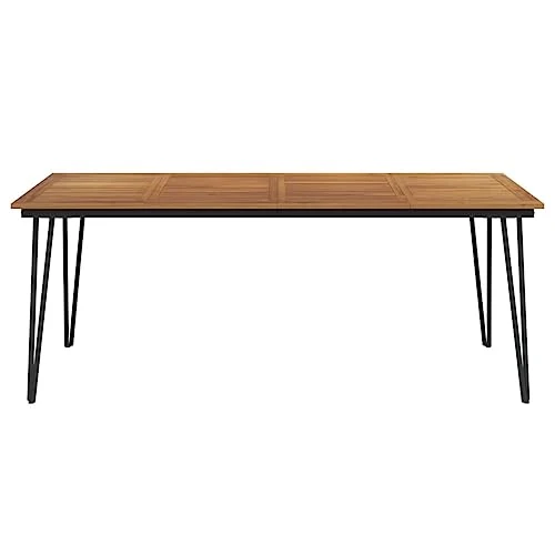 ZEYUAN Table Haute Exterieur,Table De Jardin Exterieur,Hesperide Table,Table de Jardin avec Pieds épingle à Cheveux 200x90x75 Acacia
