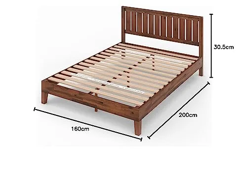 ZINUS Vivek Sommier plateforme en bois Deluxe 30 cm avec tête de lit | Support à lattes en bois | Facile à monter | 160 x 200 cm | Expresso antique