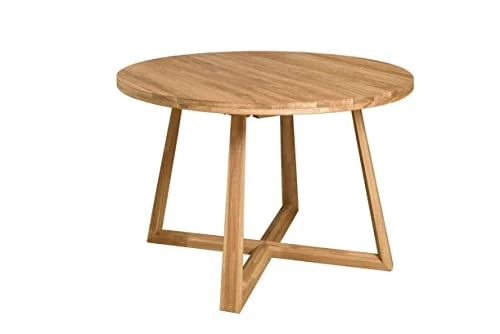 Nordic Story Moby Table de salle à manger extensible ronde en chêne massif avec pieds croisés Style moderne scandinave 4-8 personnes 120-160 x 120 x 75 cm Naturel
