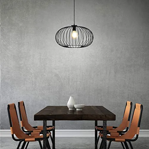 BRILONER Leuchten Lampes suspension, lampe suspension 1 flamme, lampe suspension rétro/vintage, Acier noir, 1x E27, max. 60 Watt, noir, 500x500x1200mm (LxLxH)