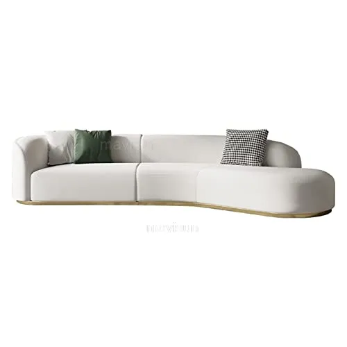 TABKER Canapé Arc Shape Modern Corner Sofas for Living Room Home Furniture Chaise Golden Metal Frame
