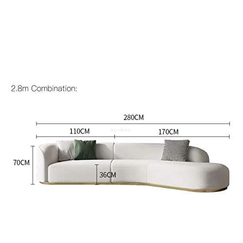 TABKER Canapé Arc Shape Modern Corner Sofas for Living Room Home Furniture Chaise Golden Metal Frame