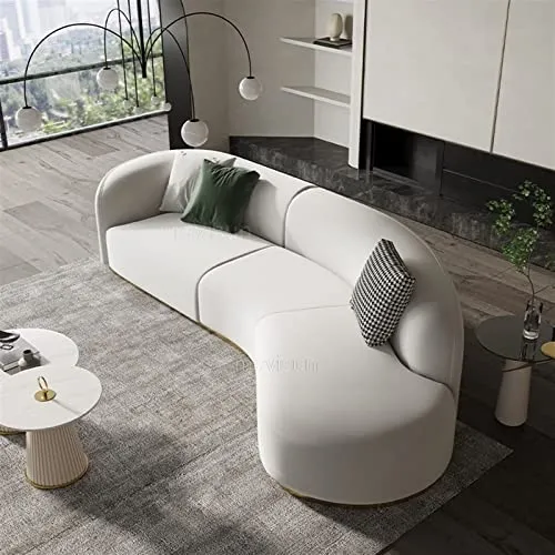 TABKER Canapé Arc Shape Modern Corner Sofas for Living Room Home Furniture Chaise Golden Metal Frame