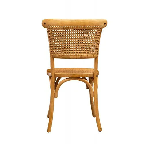 Biscottini frêne 88 x 50 x 44 cm Salle à Manger en Bois avec Finition Naturelle | Chaise de Cuisine Assise en rotin, Marron, 88x44x50 cm
