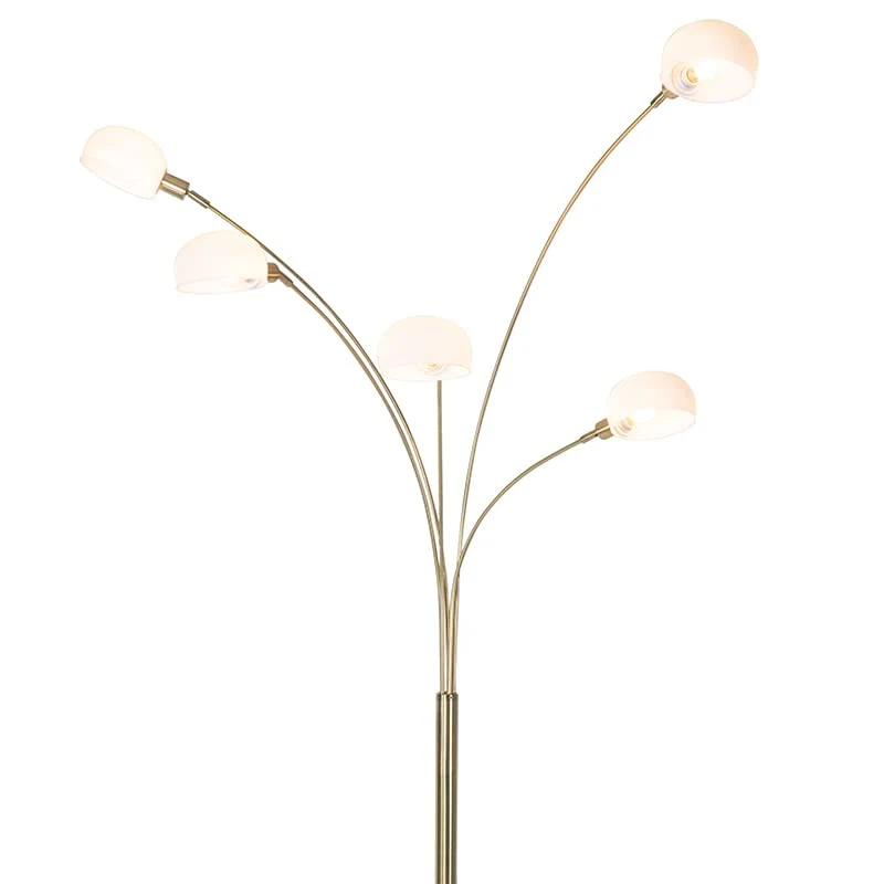 Qazqa sixties - Lampadaire Design - 5 lumière - H 1980 mm - Doré/Laiton - Design - Éclairage intérieur - Salon I Chambre