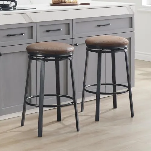 SHOCOKO Swivel Bar Stools Tabouret de comptoir de cuisine avec assise en cuir synthétique et cadre en métal robuste, moderne, pour îlot de cuisine, bar, salle à manger, marron