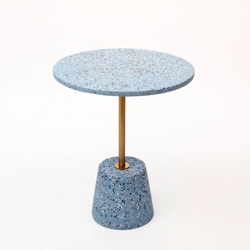 LINCYS Table d'appoint Table d'appoint Basse marbre Naturel Minimaliste Terrazzo Rond Salon Plateau Rond Table Tables d'appoint Salon pour Manger Petite Table