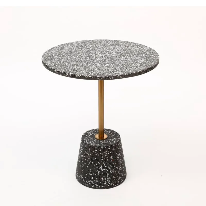 LINCYS Table d'appoint Table d'appoint Basse marbre Naturel Minimaliste Terrazzo Rond Salon Plateau Rond Table Tables d'appoint Salon pour Manger Petite Table