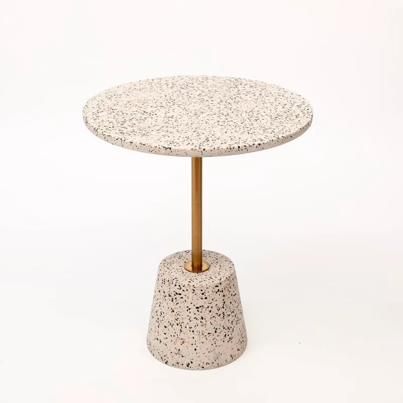 LINCYS Table d'appoint Table d'appoint Basse marbre Naturel Minimaliste Terrazzo Rond Salon Plateau Rond Table Tables d'appoint Salon pour Manger Petite Table