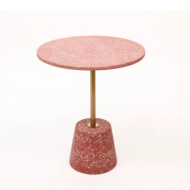 LINCYS Table d'appoint Table d'appoint Basse marbre Naturel Minimaliste Terrazzo Rond Salon Plateau Rond Table Tables d'appoint Salon pour Manger Petite Table