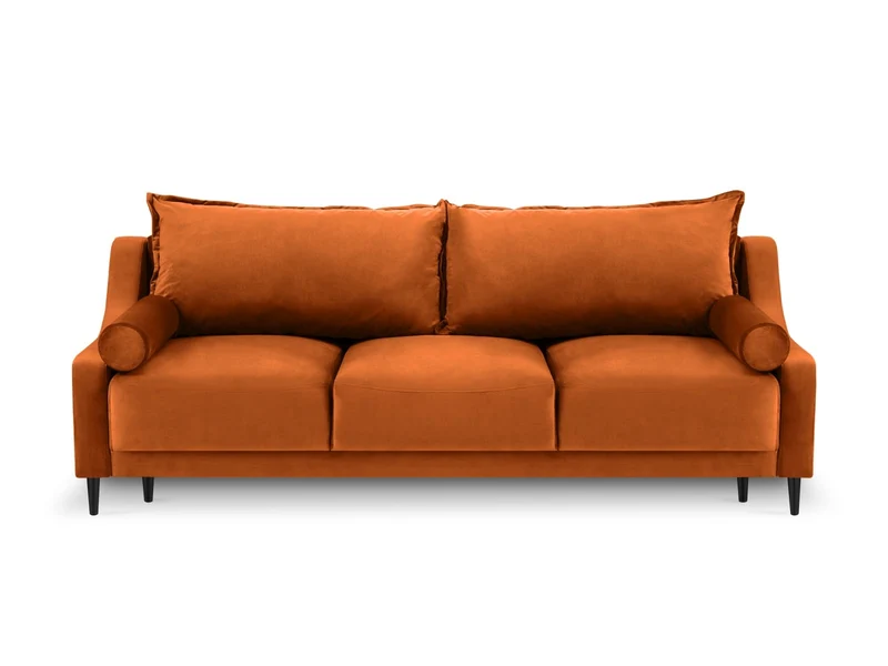 MICADONI Canapé Convertible avec Coffre De Rangement Rutile, 3 Places, Orange, Velours