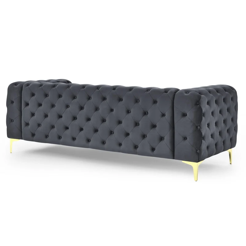 Mobilier-Deco Darcy - Canapé Chesterfield 3 Places en Velours Gris