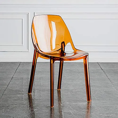 Transparent Acrylique Ghost Chair, Chaise De Salle À Manger Transparente De Mode Empilable, Chaises La Créativité Cristal Transparent pour Chambre à Coucher, Salon, Bureau,Brown