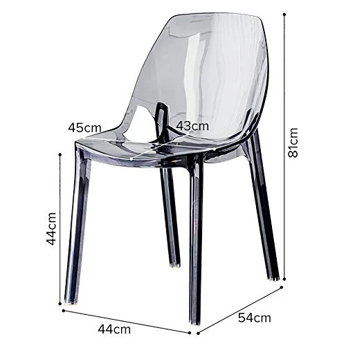 Transparent Acrylique Ghost Chair, Chaise De Salle À Manger Transparente De Mode Empilable, Chaises La Créativité Cristal Transparent pour Chambre à Coucher, Salon, Bureau,Brown