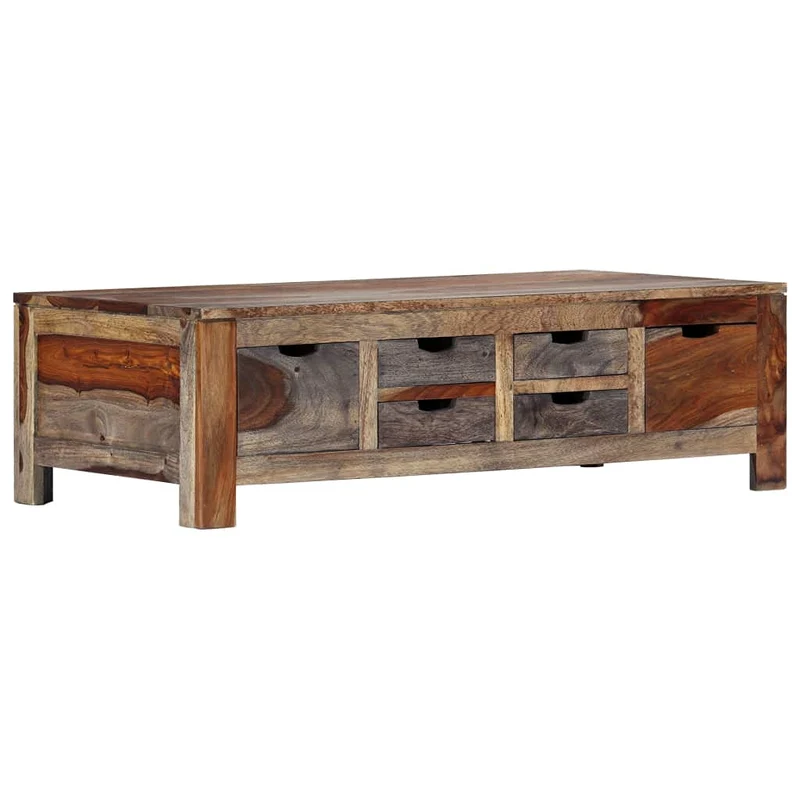 vidaXL Table Basse Table d’Appoint Table de Salon Bout de Canapé Rangement Maison Intérieur Salle de Séjour 100x50x30 cm Bois de Sesham Massif