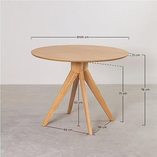 SKLUM Table à Manger Ronde en Bois (Ø100 cm) Sekiz Marron Cendré