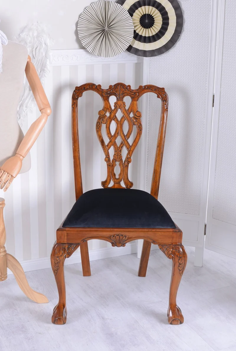 Palazzo Chaise de Salle à Manger Vintage en Acajou Style Ancien