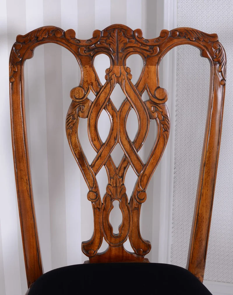 Palazzo Chaise de Salle à Manger Vintage en Acajou Style Ancien