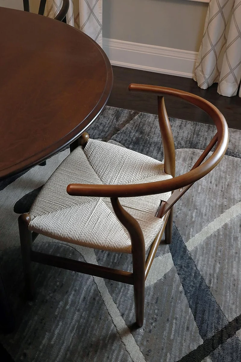 AMAZWI Moderne Chaise Salle Manger Bois Naturel, Réplique Chaise Wishbone, Chaise Latérale Élégante Chaises à Manger