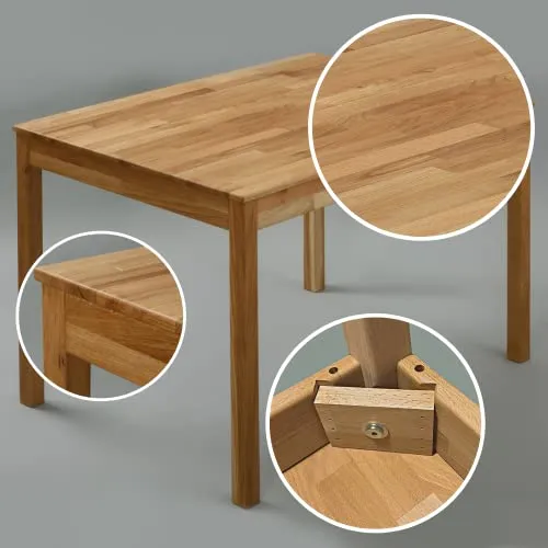 Krok Wood Table à Manger en chêne Tomas en Bois Massif (110 x 75 x 75 cm)