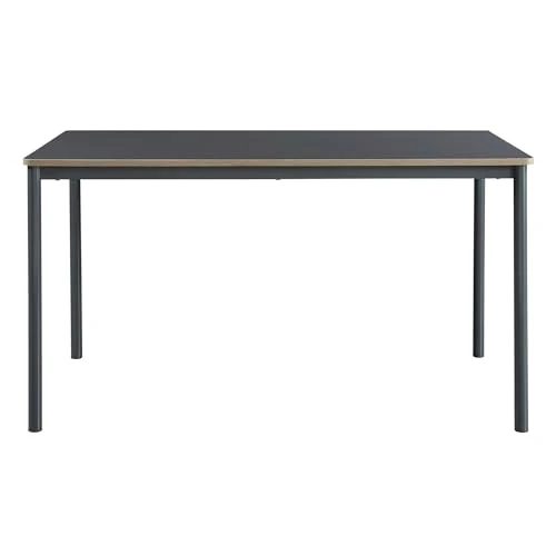 [en.casa] Table de Salle à Manger avec Plateau Rectangulaire Table à Manger Élégante pour Salon Cuisine Bureau MDF Acier 140 x 80 x 75 cm Gris Effet Chêne Noir