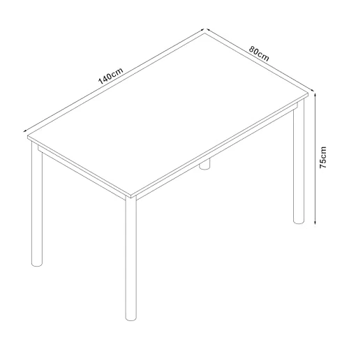 [en.casa] Table de Salle à Manger avec Plateau Rectangulaire Table à Manger Élégante pour Salon Cuisine Bureau MDF Acier 140 x 80 x 75 cm Gris Effet Chêne Noir