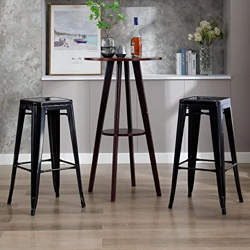 DUHOME Tabouret de Bar en Métal Lot de 2, 76cm Tabouret Haut Empilable Tabouret de Comptoir Industrielle pour Bar Bistro Cuisine