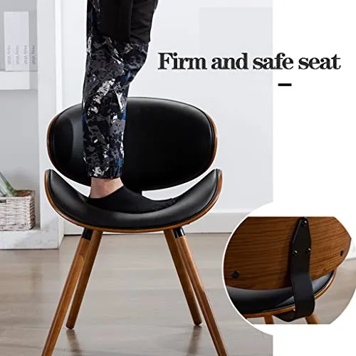 BTZHY Fauteuil Chaise,Chaise de Salle à Manger Papillon, Chaises de Salle à Manger Modernes du Milieu du Siècle, Chaise d'appoint de Cuisine Contemporaine Rembourrée en Faux Cuir Noyer à Dossier I