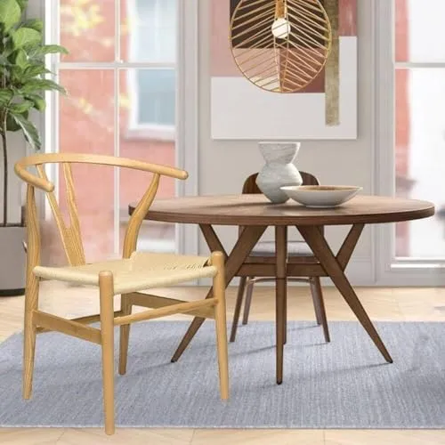 FIXARE Chaise Salle Manger Bois Naturel,Réplique Chaise Wishbone,Chaise Latérale Élégante