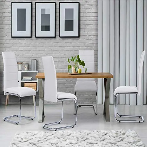IDMarket - Lot de 4 chaises MIA Blanches pour Salle à Manger
