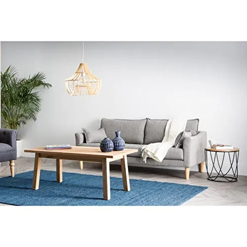 Miliboo Canapé scandinave 3 Places en Tissu Gris et Bois Clair Kate