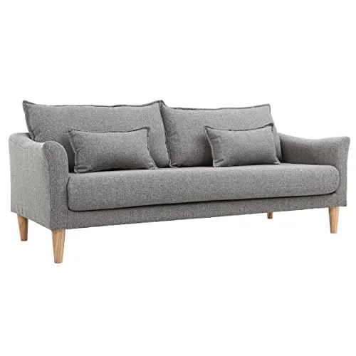 Miliboo Canapé scandinave 3 Places en Tissu Gris et Bois Clair Kate