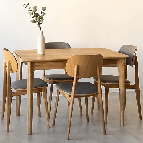 NORDICSTORY Table de salle à manger extensible France, bois massif de chêne, style nordique ou scandinave, design moderne pour salon, 4-8 personnes, 120-160 x 80 x 75 cm (chêne miel)